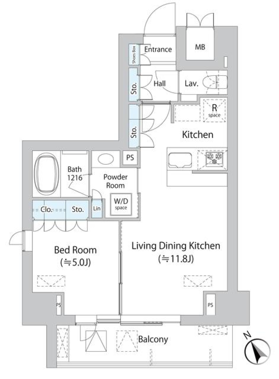  都会の独り者、余裕の中の探求の間取り図