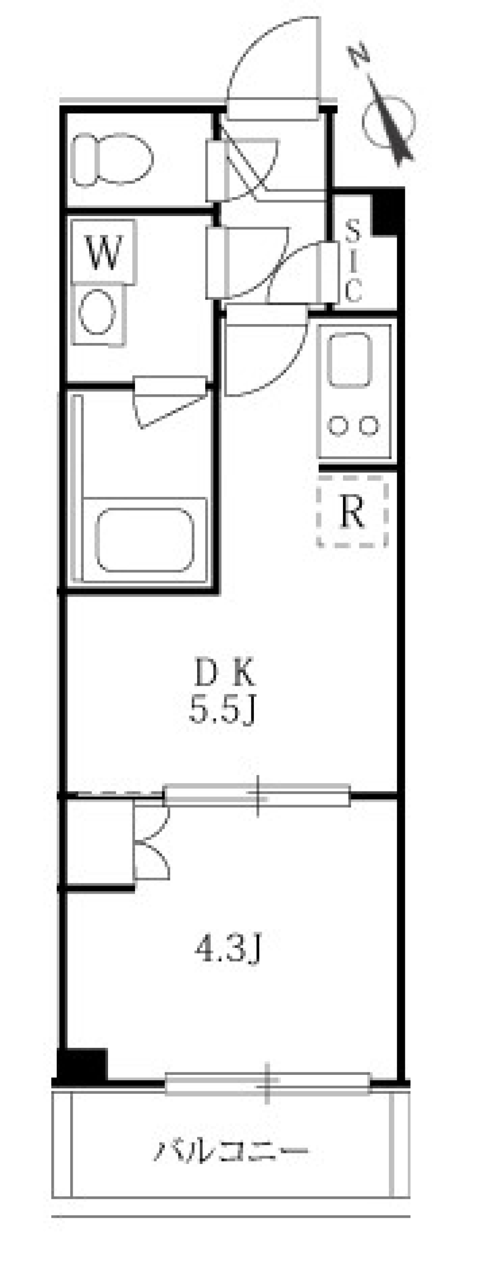 板橋区の空間が作れる１DKの間取り図
