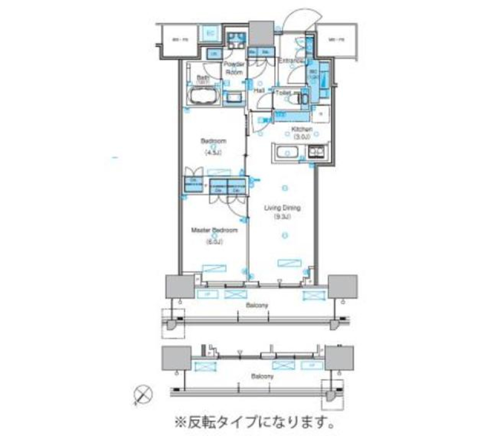 最上階2LDKでの優雅な生活の間取り図
