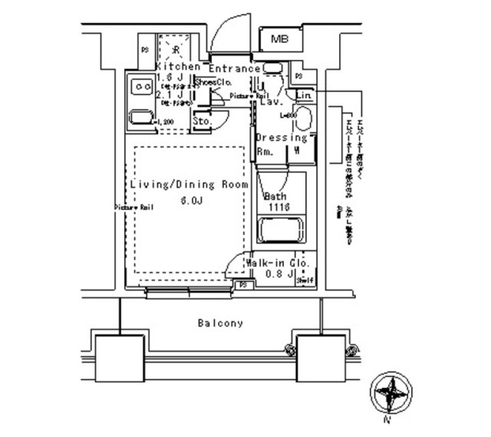 光溢れる1Kライフの間取り図