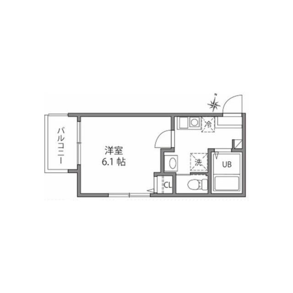荒川区の1Kルームの間取り図