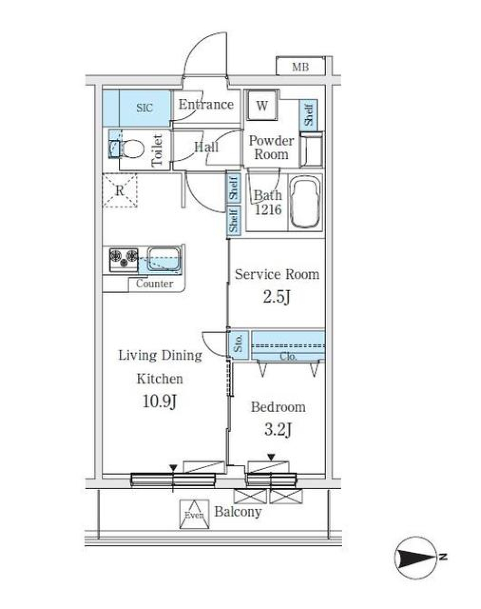 爽やかなイメージの白を基調としたお部屋は、開放的な空間を作り出してくれます。
※写真は同タイプ住戸です。