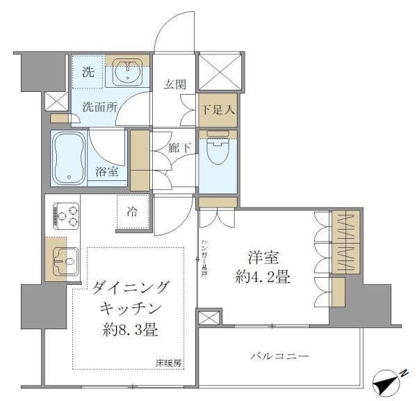 1DK間取り。