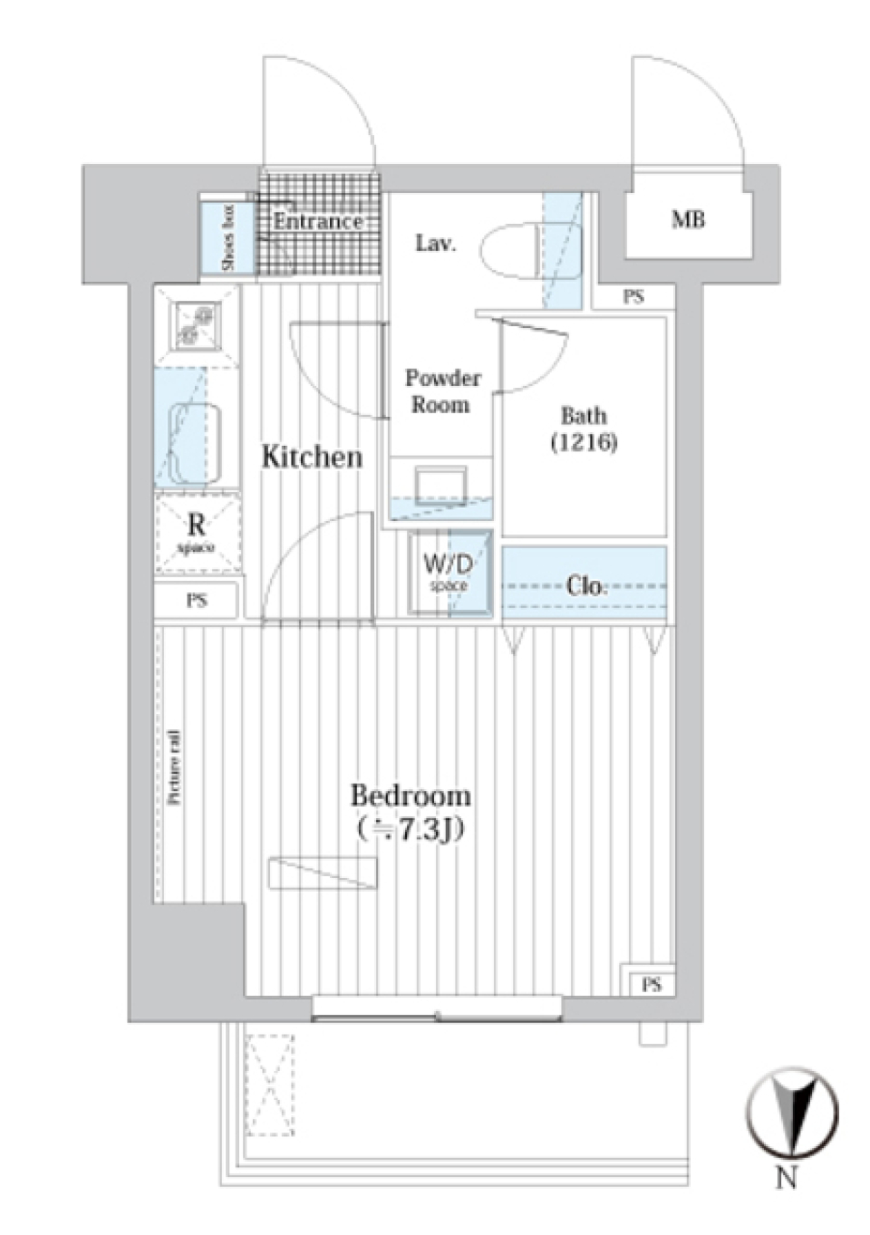 気分転換に近くの温泉に入れるお部屋の間取り図