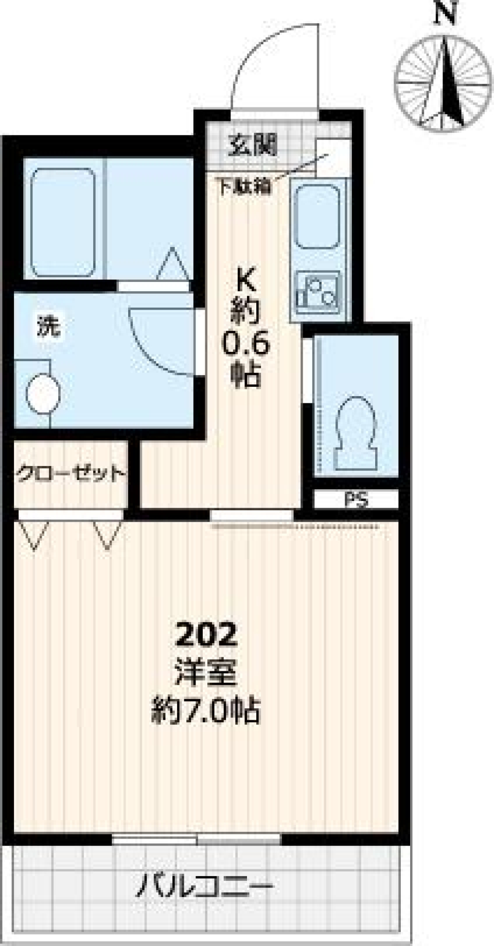 一人暮らし、1Kから始めようの間取り図