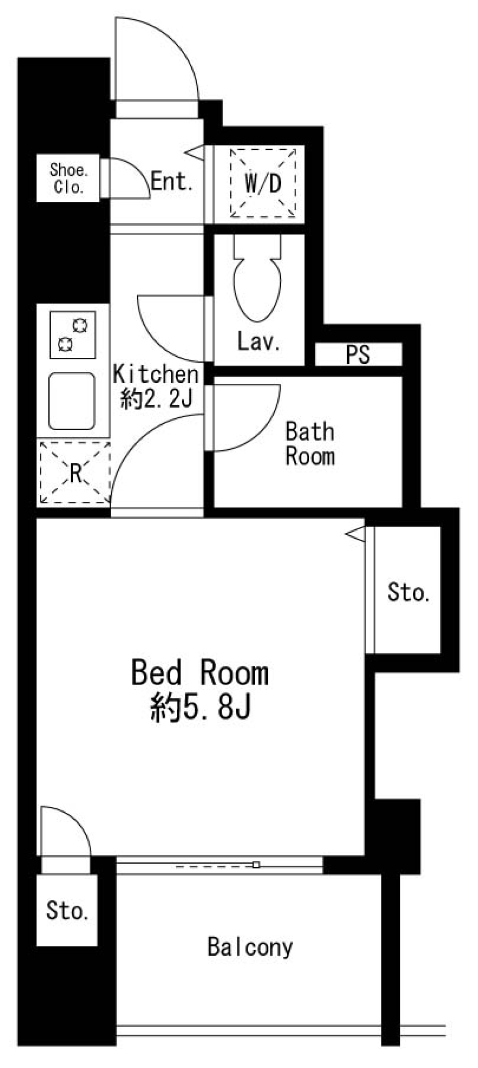 身軽に、自在に。シンプルな1Rで自由な暮らしをの間取り図