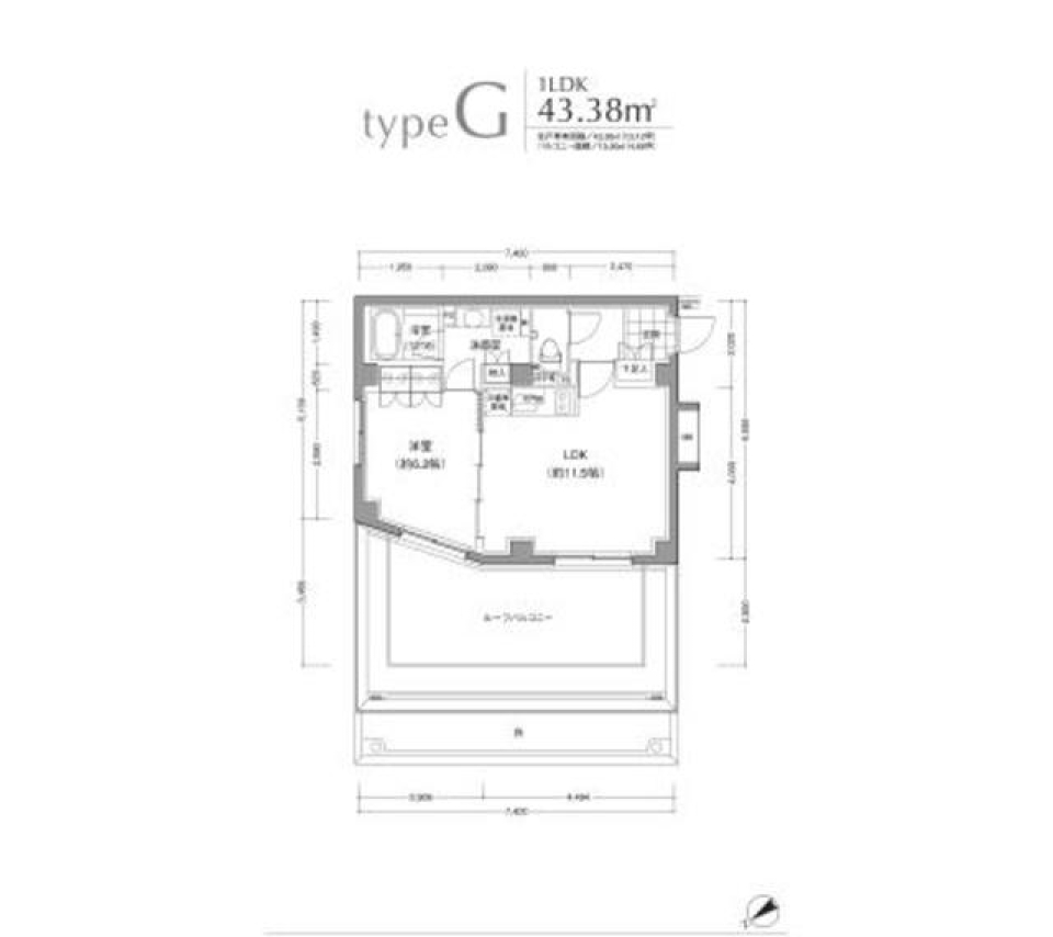 白とライトブルーのコントラストの間取り図