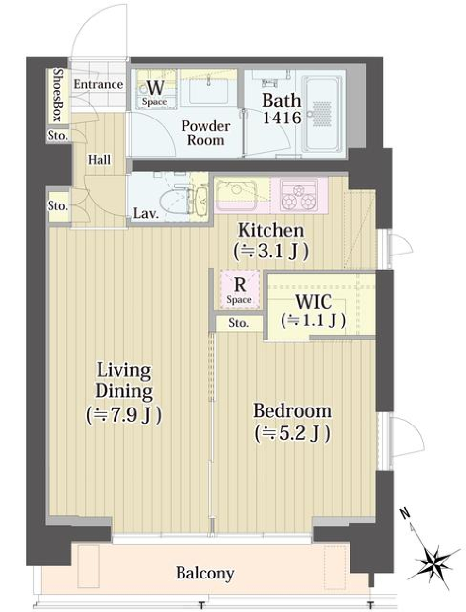 ブラウンとホワイトのアンビエンスの間取り図
