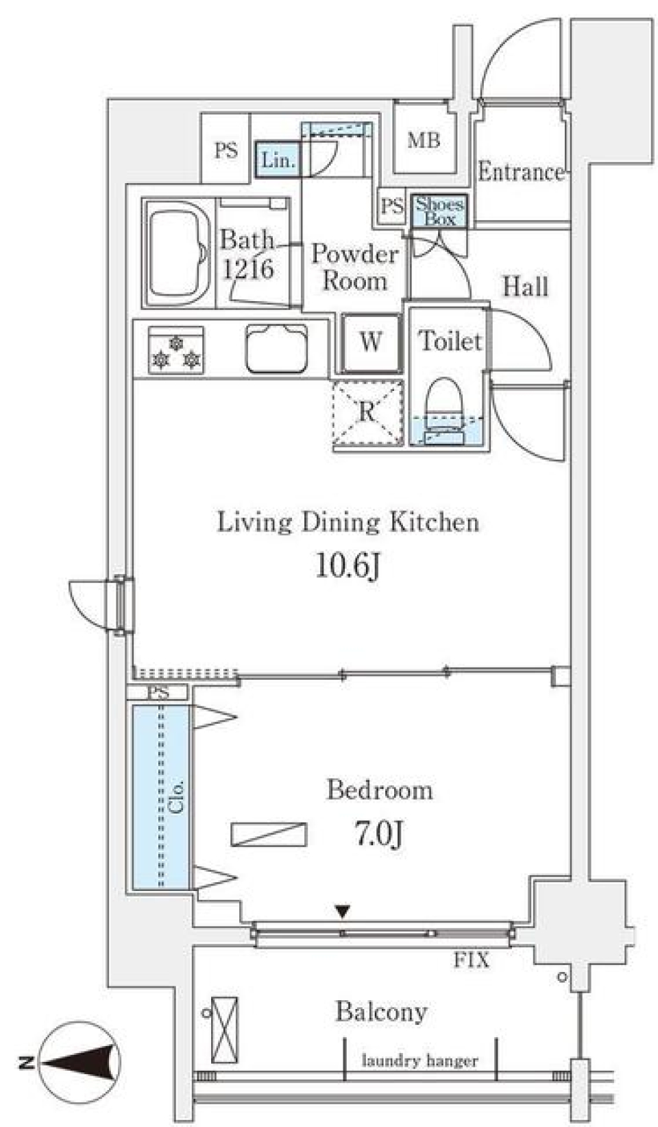 光り溢れる広々空間の間取り図