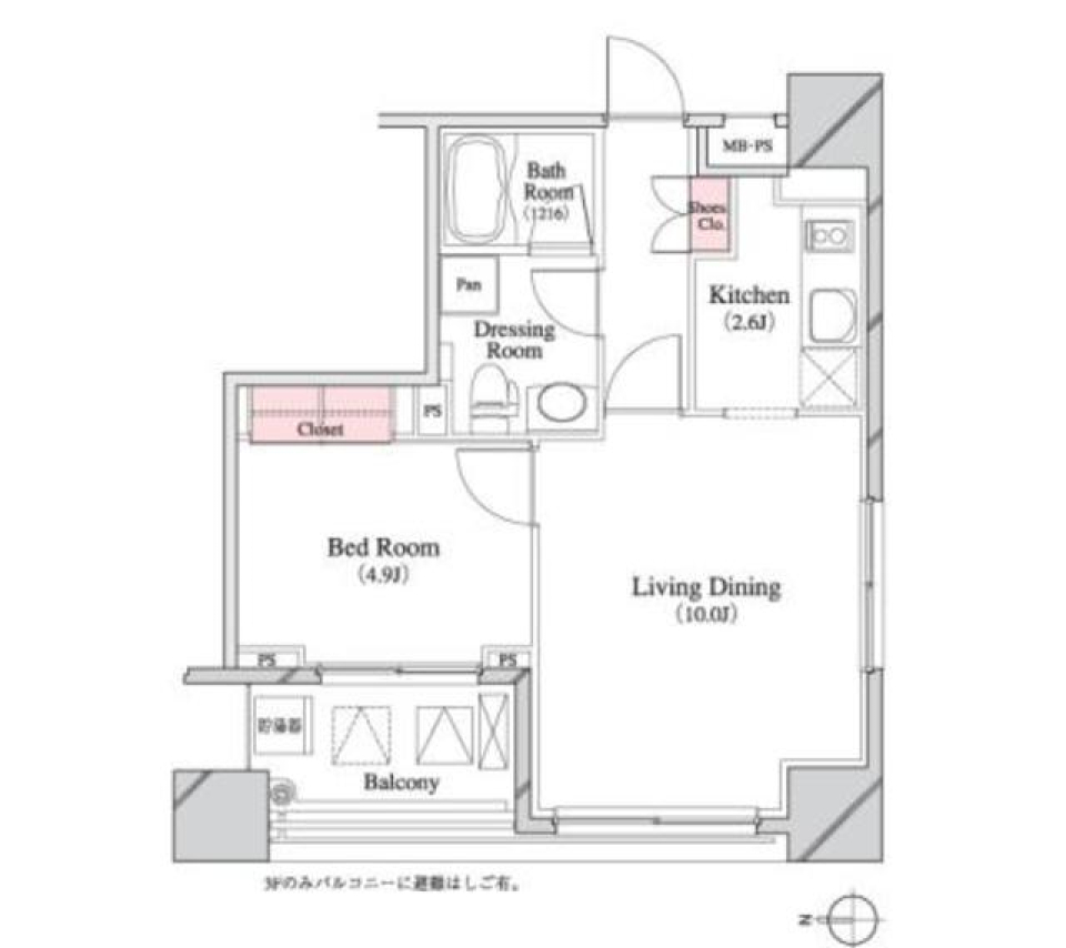 パークキューブ八丁堀701号室の間取り図
