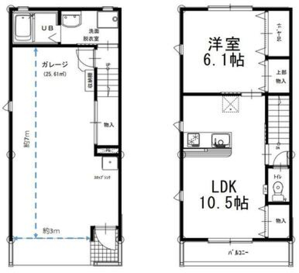 愛車と共に住まう［新築］の間取り図
