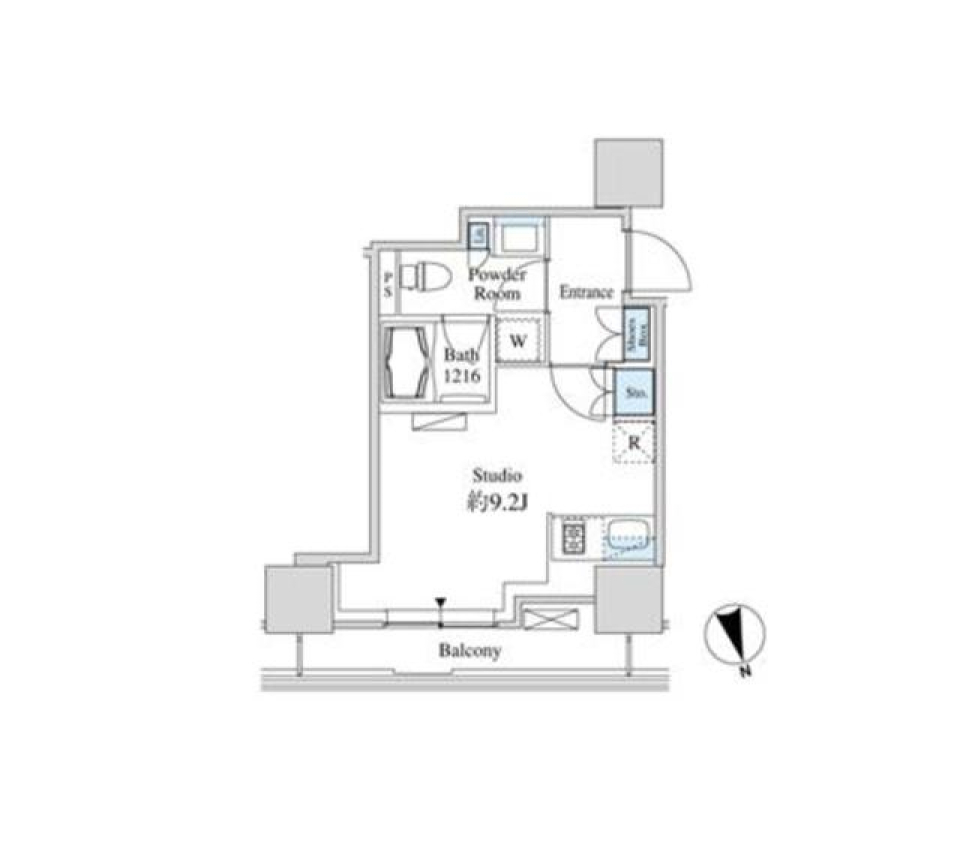 海風がそよぐ、穏やかなベージュの１Rの間取り図