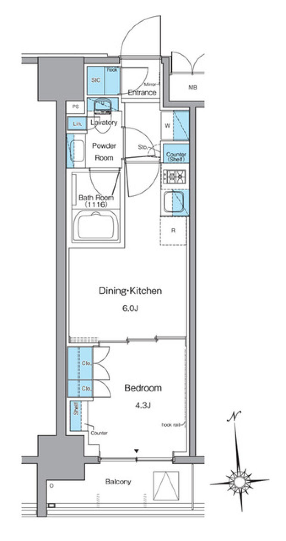 作業スペースがある台東区の一人暮らしの間取り図
