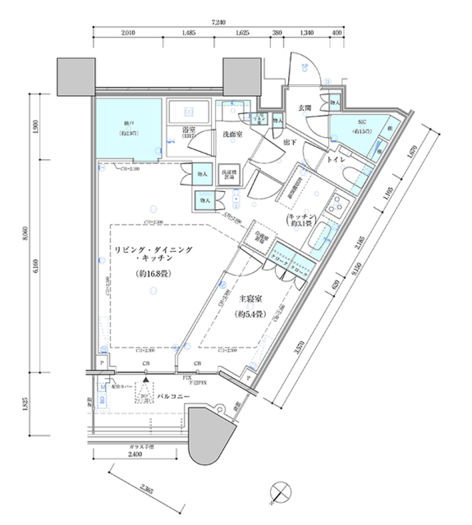 リバービュー１LDKの間取り図