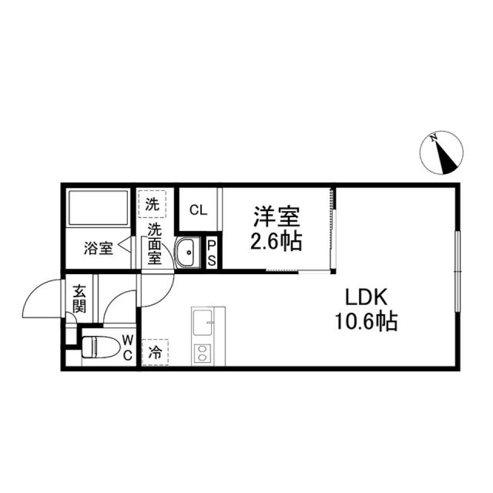 黒の枠がフォーカルポイントの間取り図