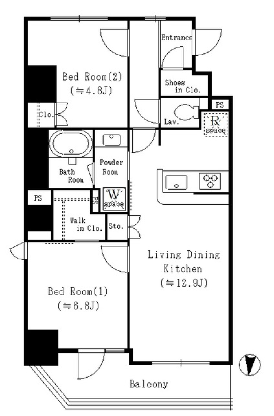 すみだ２LDKらいふの間取り図