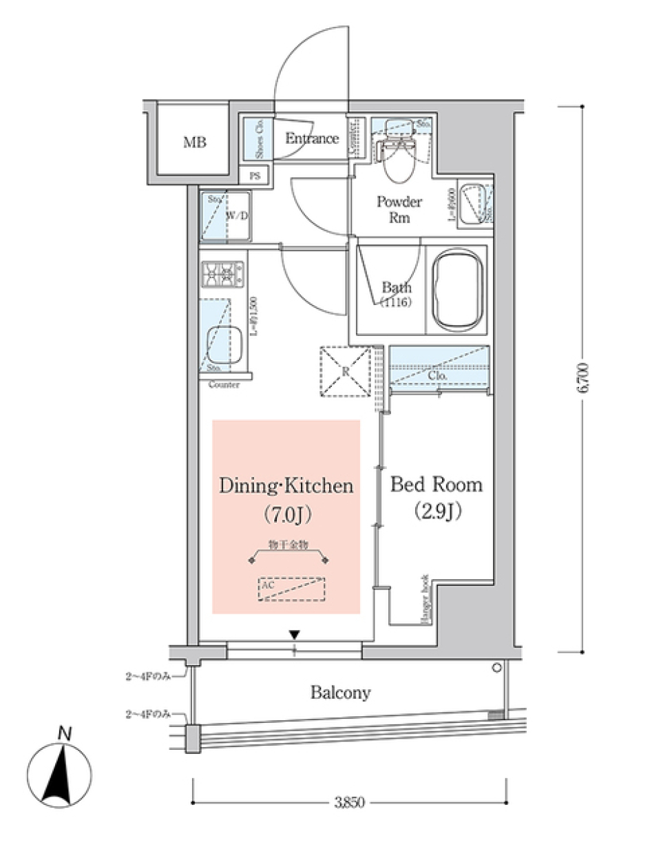 アーバネックス西新宿Ⅱ 503号室の間取り図