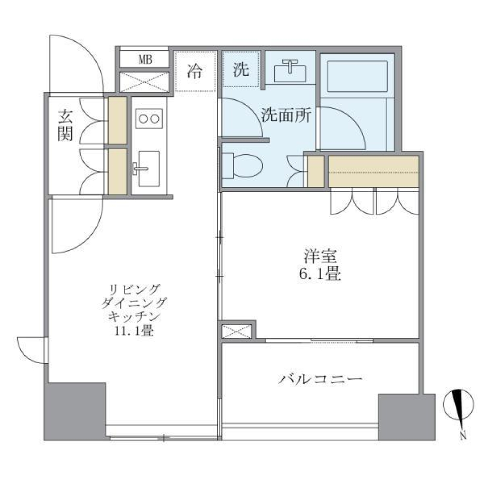 麻布十番の１LDKの暮らしの間取り図
