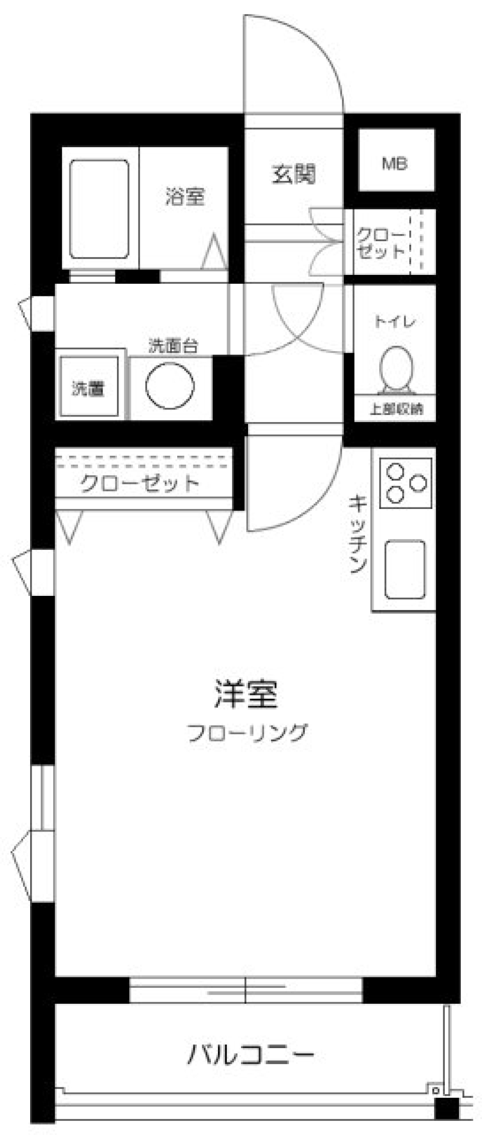 渋谷区からシンプルな１R生活の間取り図