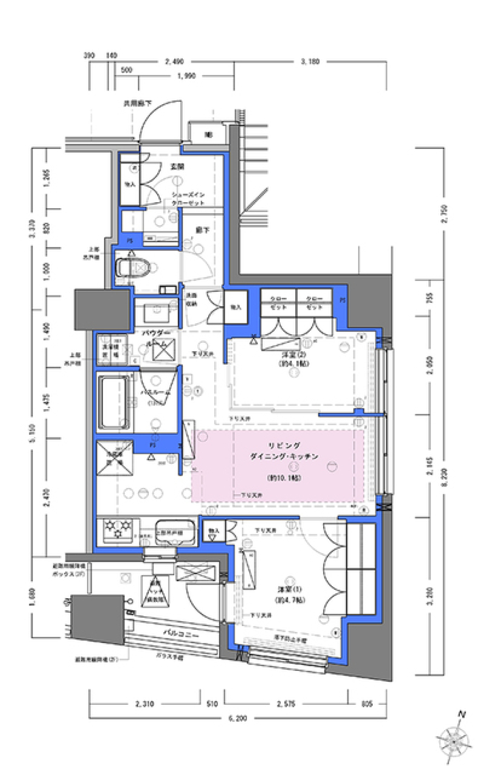 ディームス大手町ノース　３０５号室の間取り図