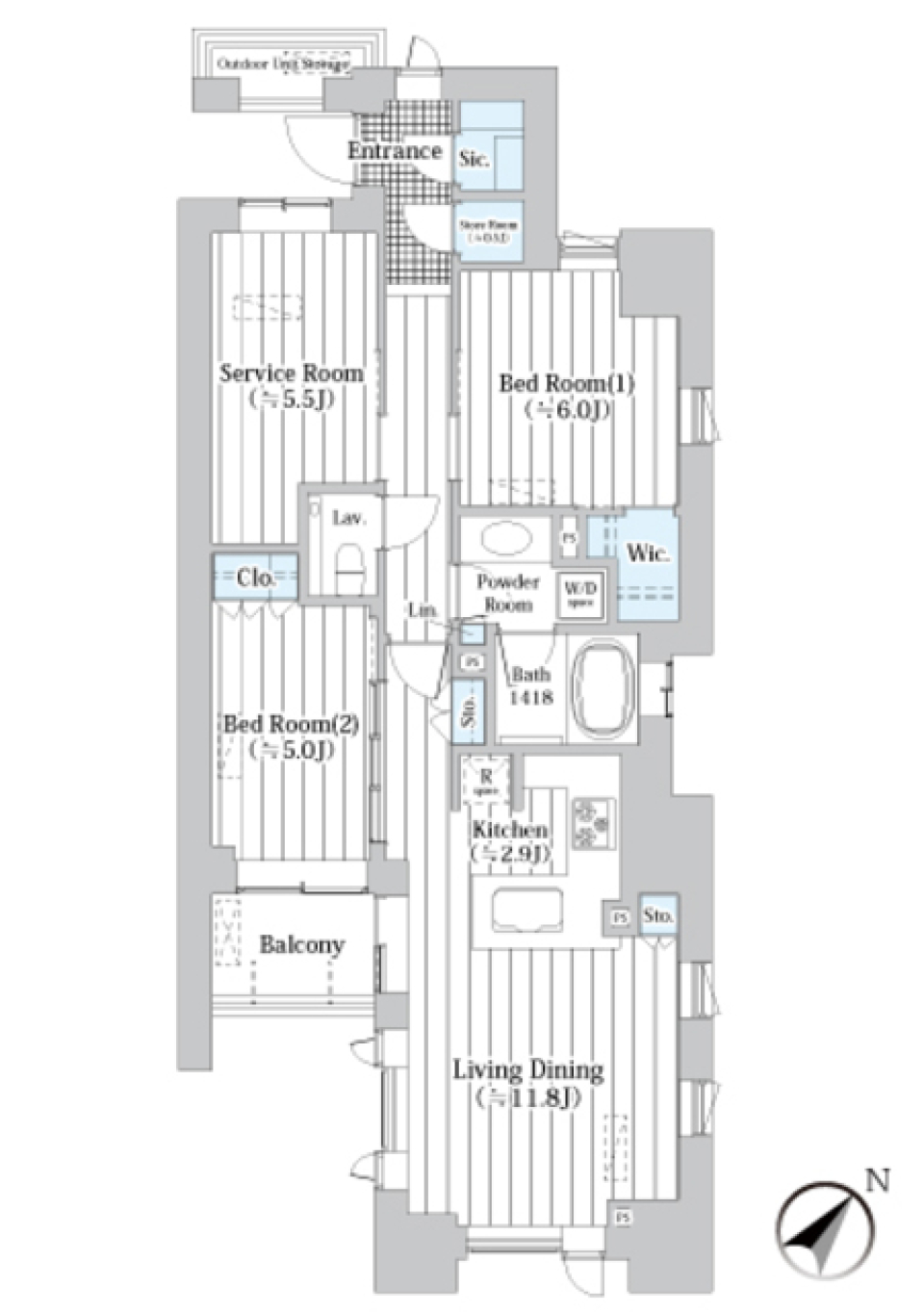 ザ・グランクラッセ日本橋イースト 507号室の間取り図