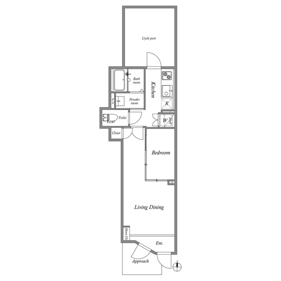 サイクルポートのあるお部屋の間取り図