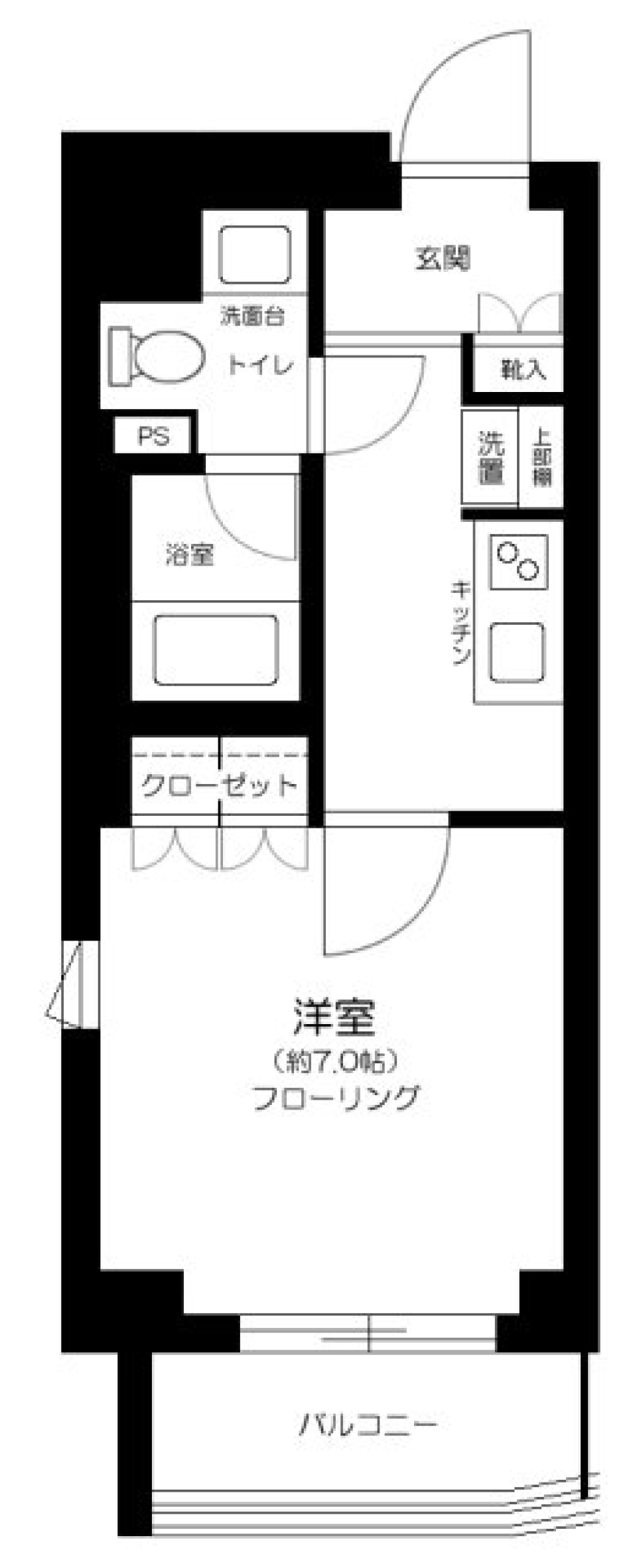 領国でシンプルな１Kに住むの間取り図