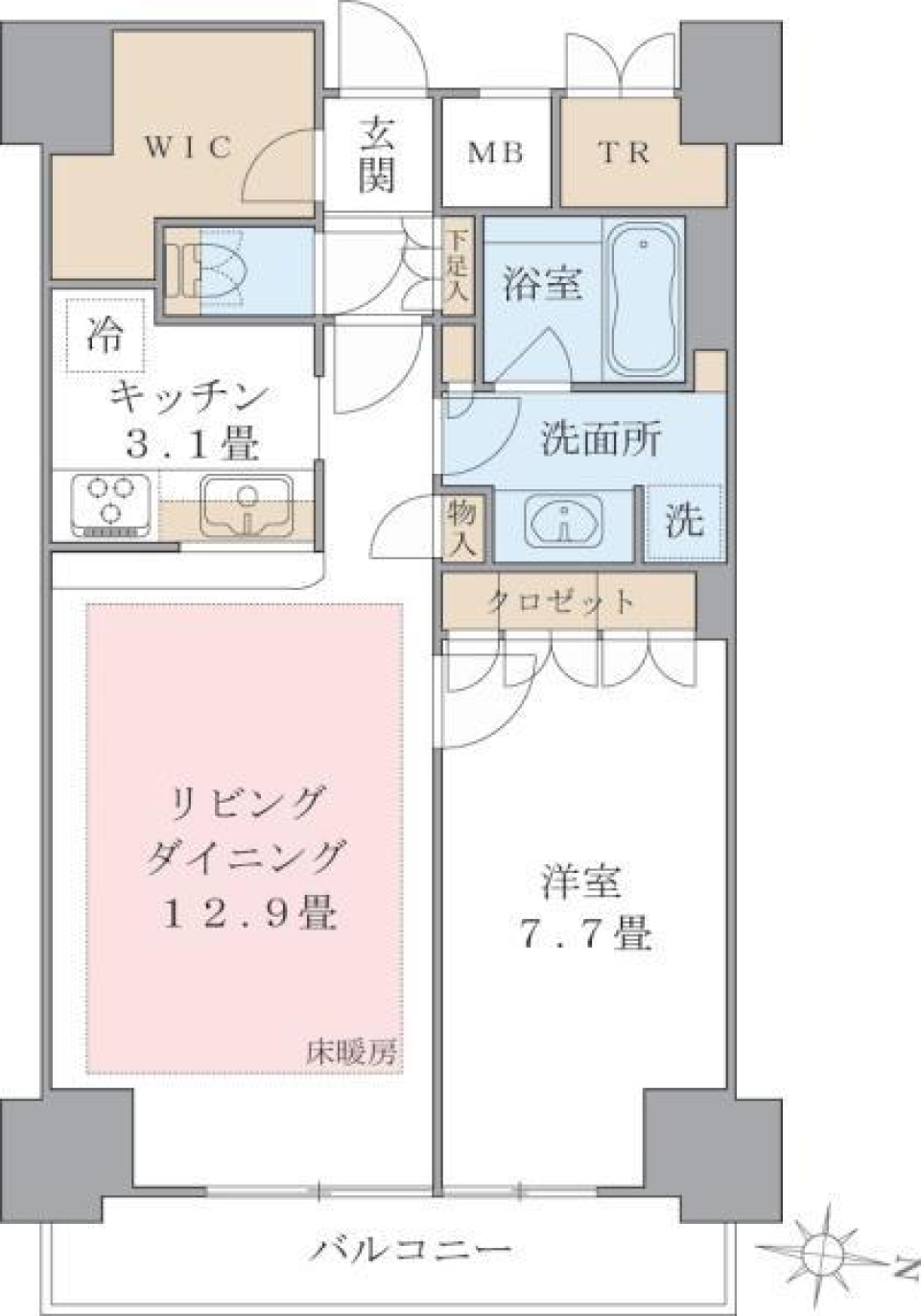 Ｂｒｉｌｌｉａ　ｉｓｔ　東雲キャナルコート　７２２号室の間取り図