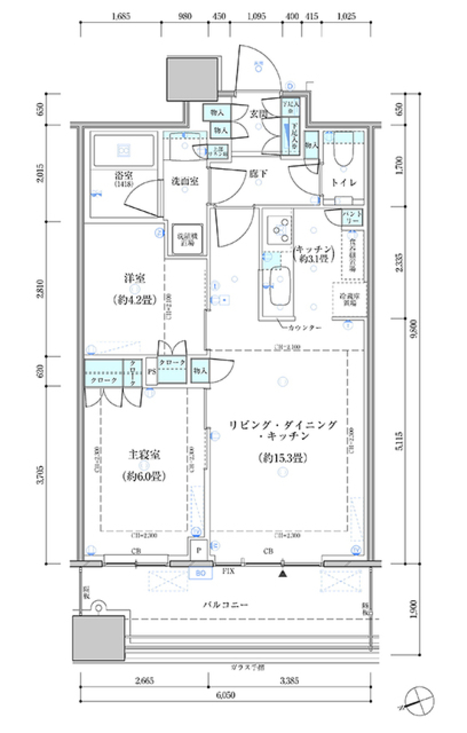 パークタワー勝どき　サウス棟　4910号室の間取り図