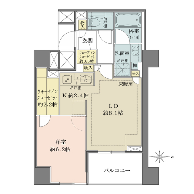 1LDKの間取りです。