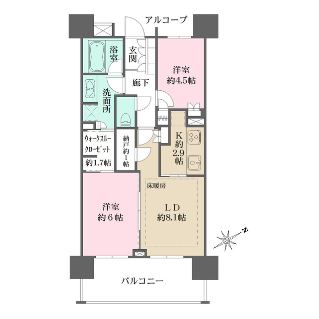 2LDKの間取りです。