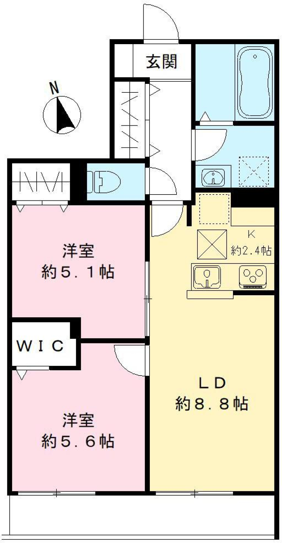 パインフラット久我山Ⅱ １０２号室の間取り図