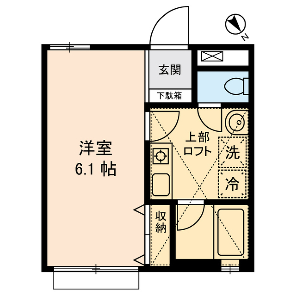 上下の空間を使い分けるの間取り図