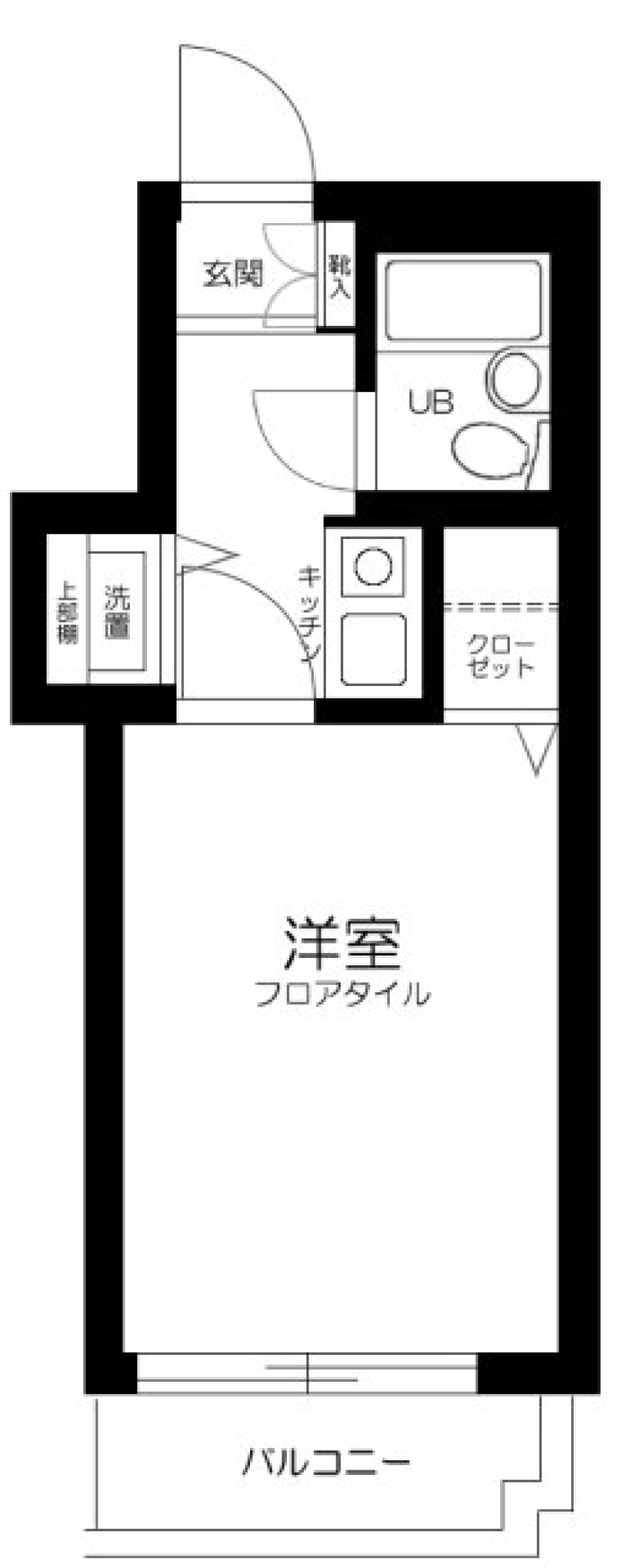 1Kでもオシャレはしたい！の間取り図