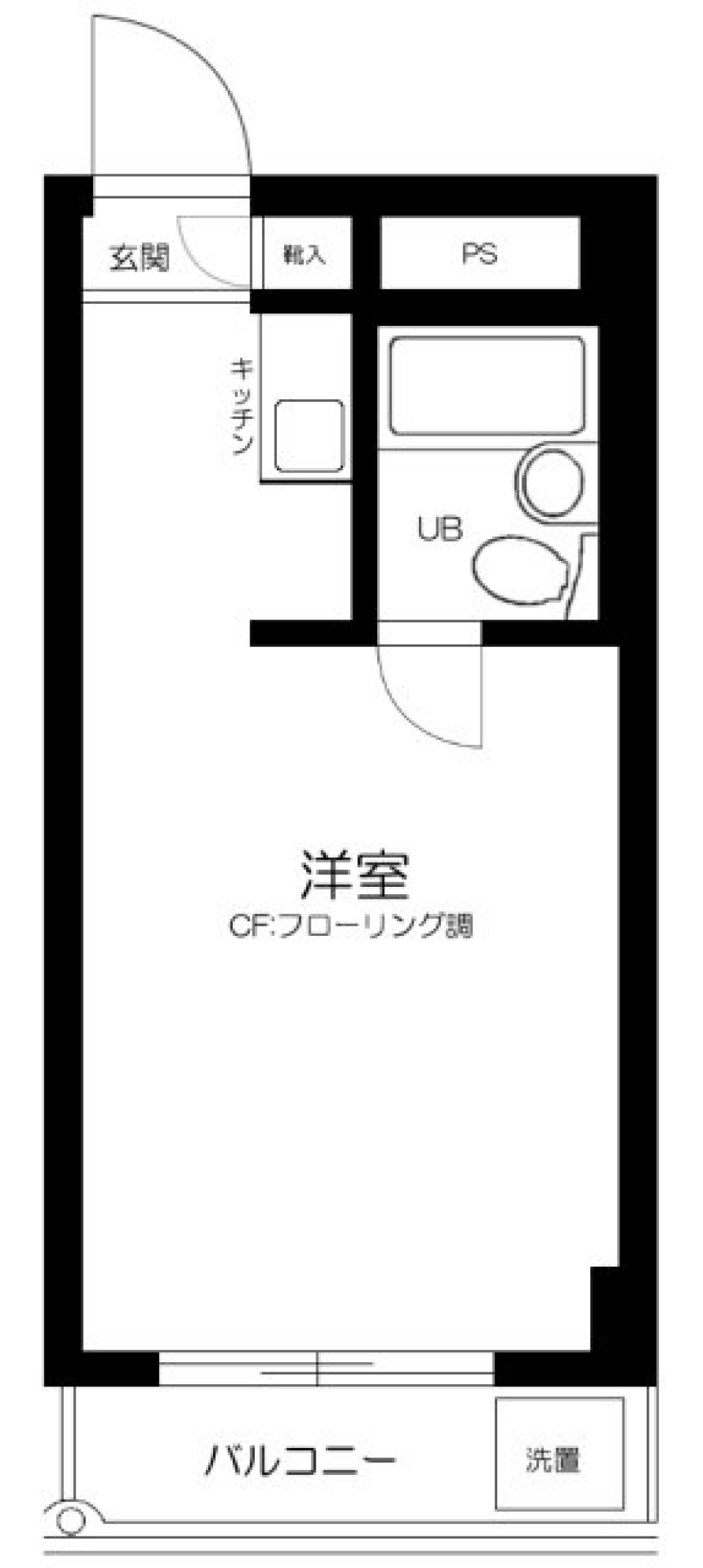洋風な外観に惹かれるシンプルな１Rの間取り図
