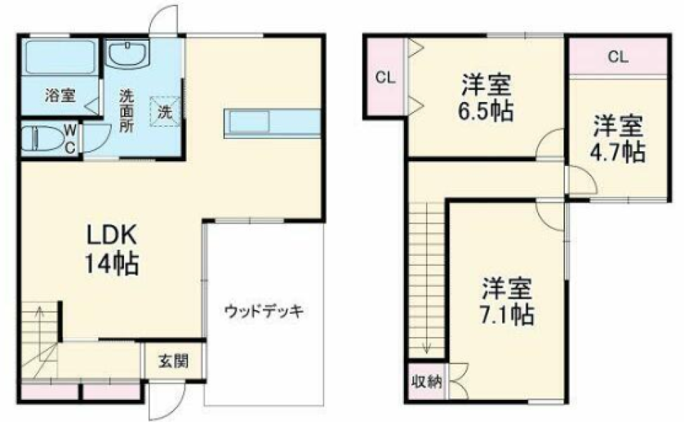 家族の憩いの場～ウッドデッキがある家～ [新築]の間取り図