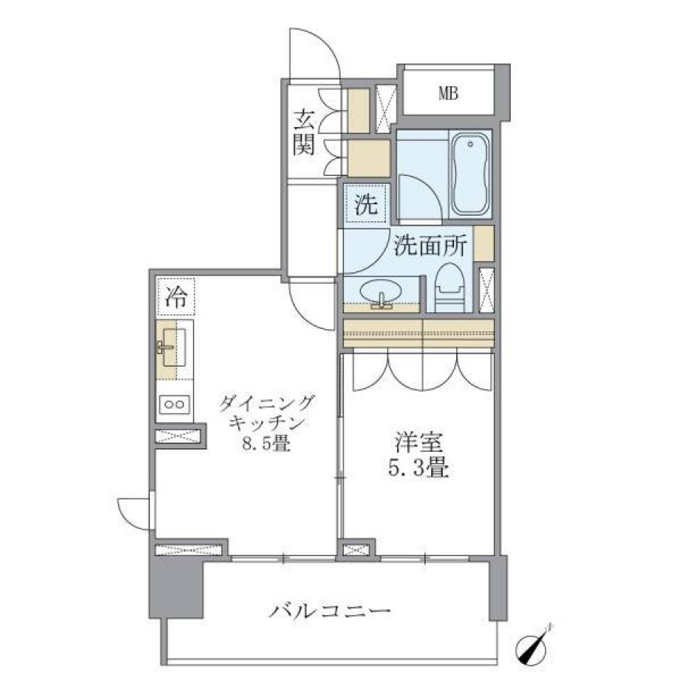 西日暮里駅近くで1DK生活を始めるの間取り図