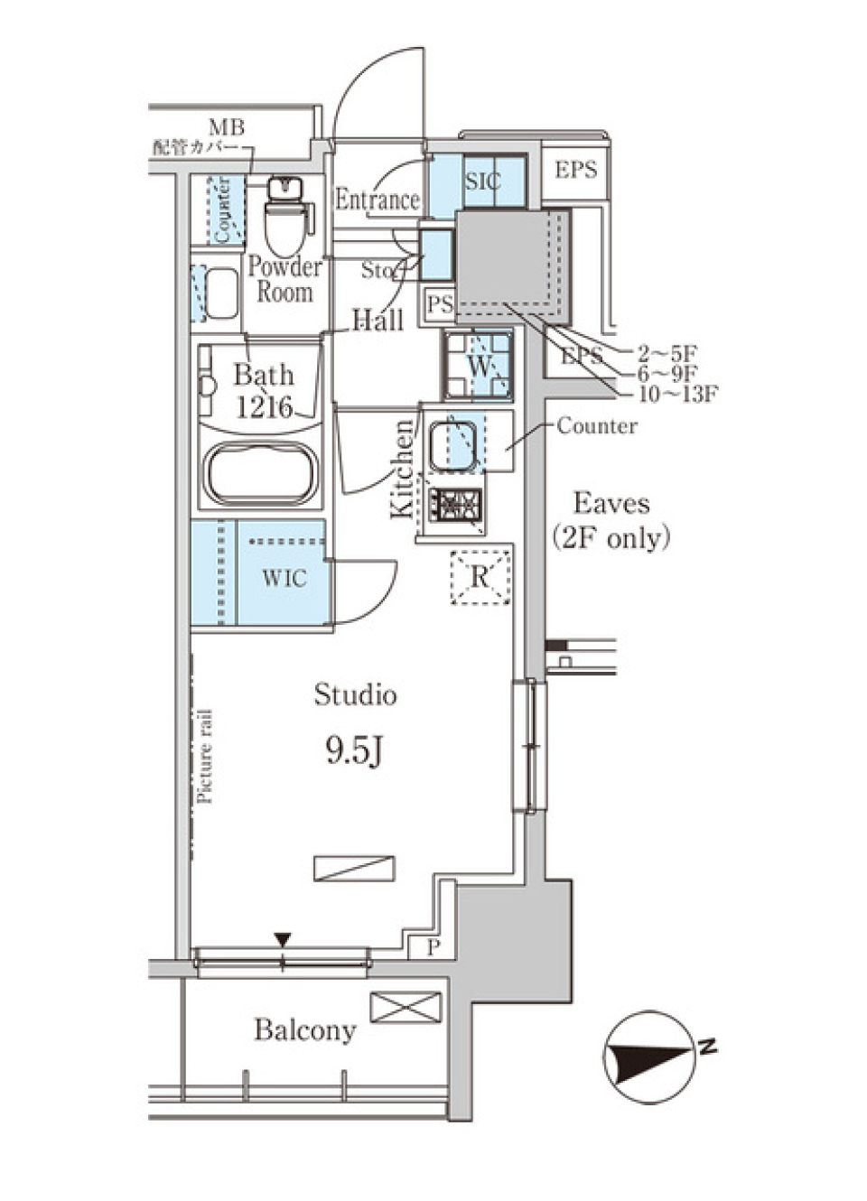 パークアクシス赤塚　５１３号室［ペット可］の間取り図
