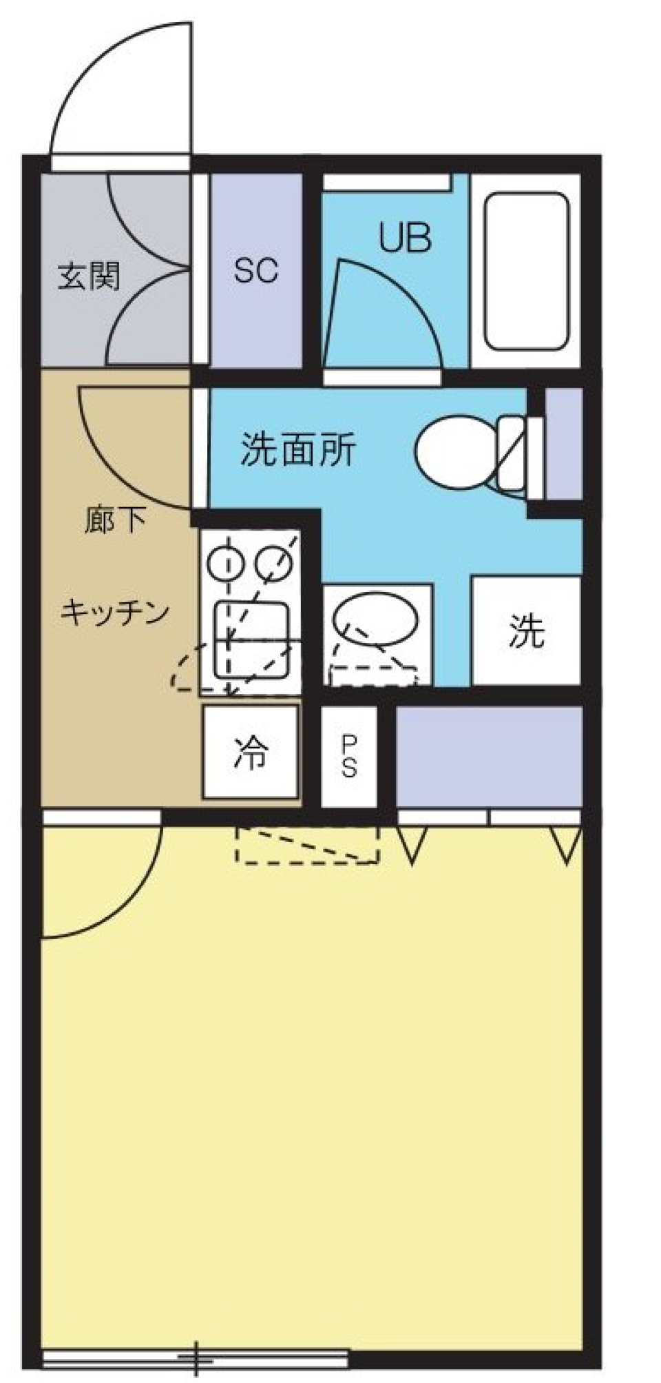 無機質なコンクリの壁が想像力を掻き立てるの間取り図