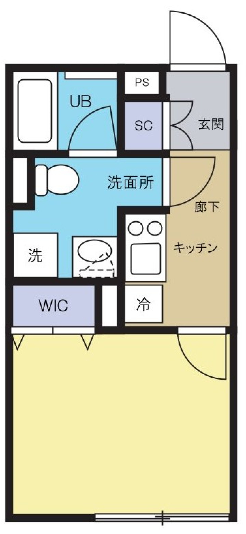 コンクリと木の強弱なコントラストの間取り図