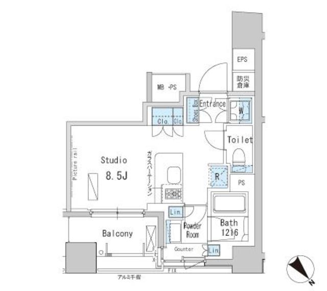 1Rの間取りです。