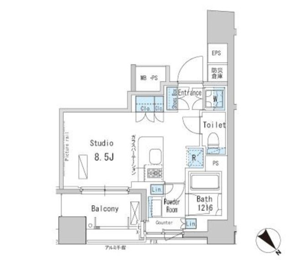 心地よい明るさで新しい一日を迎える1Rの間取り図