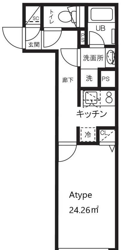 1K間取りです。