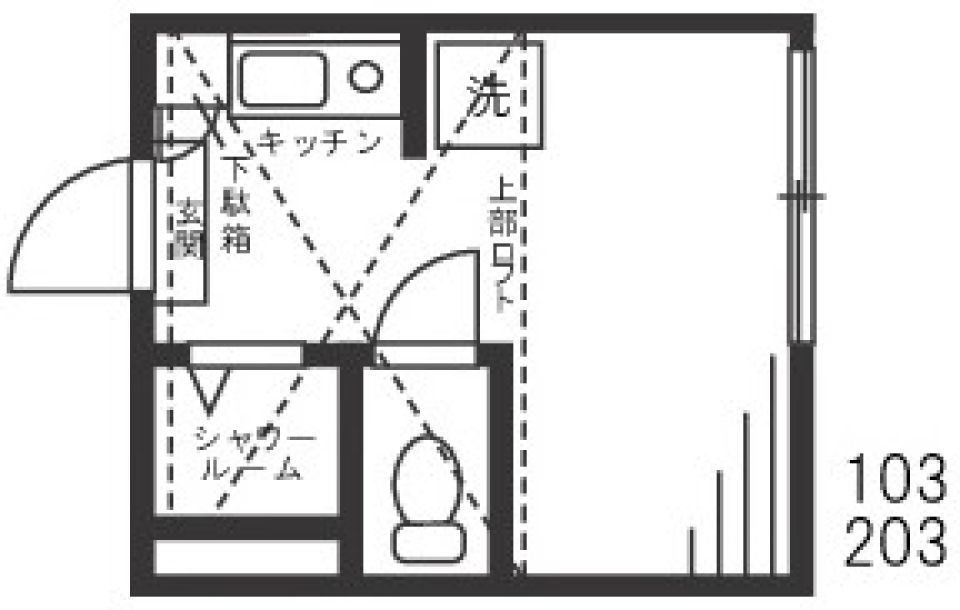 お部屋もロフトも真っ白空間の間取り図