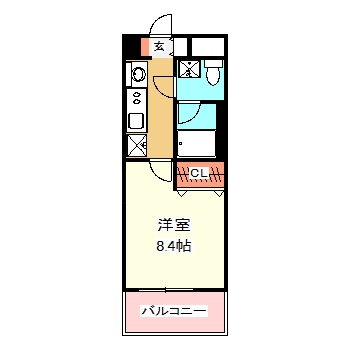 1Kの間取りです。