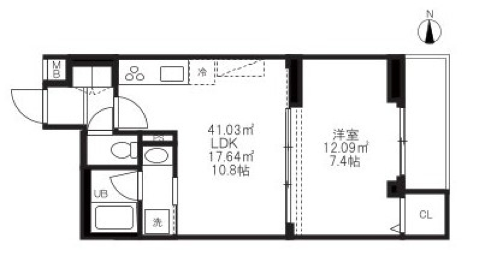 1LDKの間取りです。