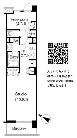 1Rの間取りです。