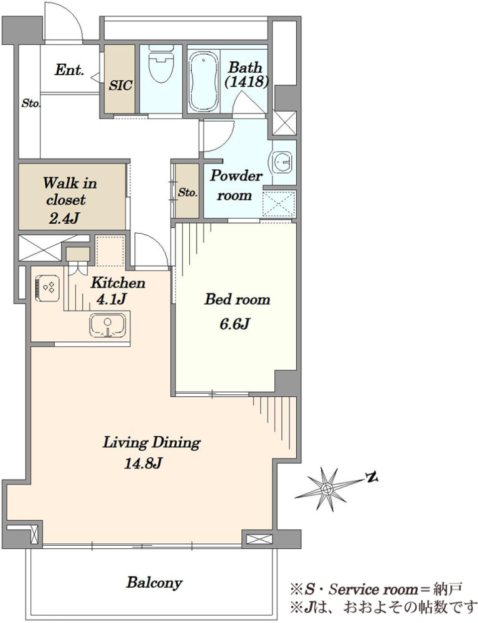 広尾アパートメント　３０２号室の間取り図