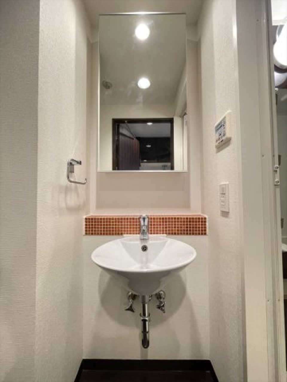 洗面台
鏡を開くと収納スペースがあります。