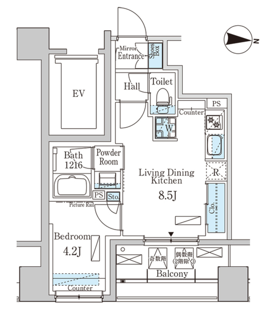 刺激的に溢れた街の１LDKに住まう［ペット可］の間取り図